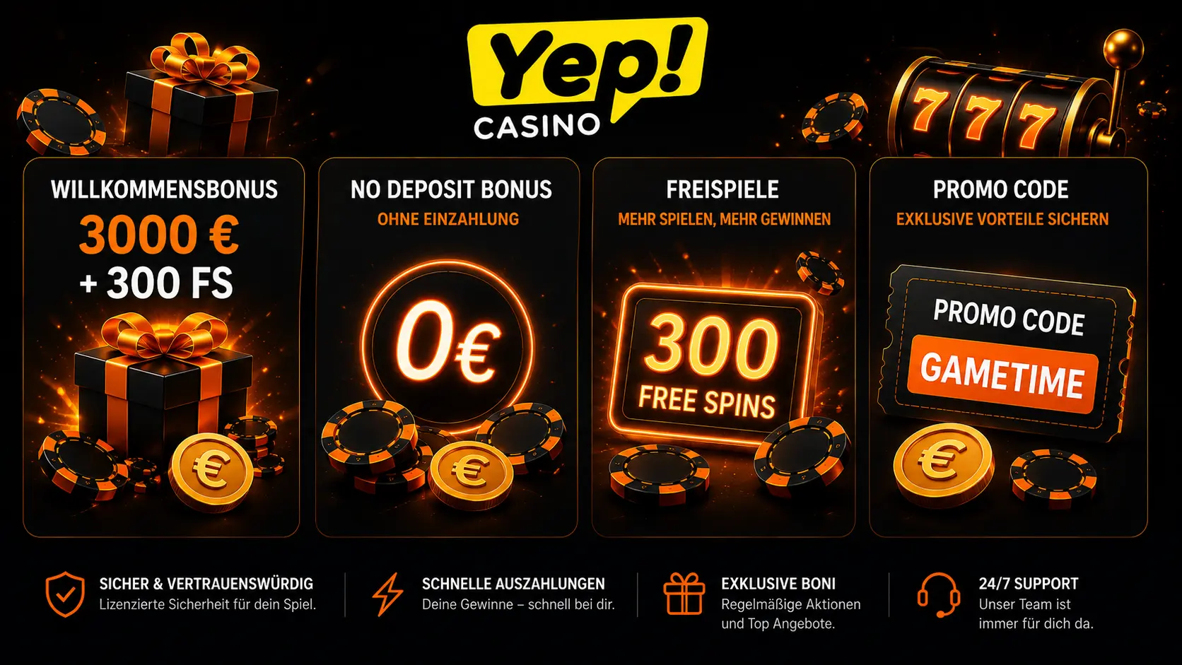 Yep Casino Bonus mit Willkommensbonus Freispiele und Promo Code